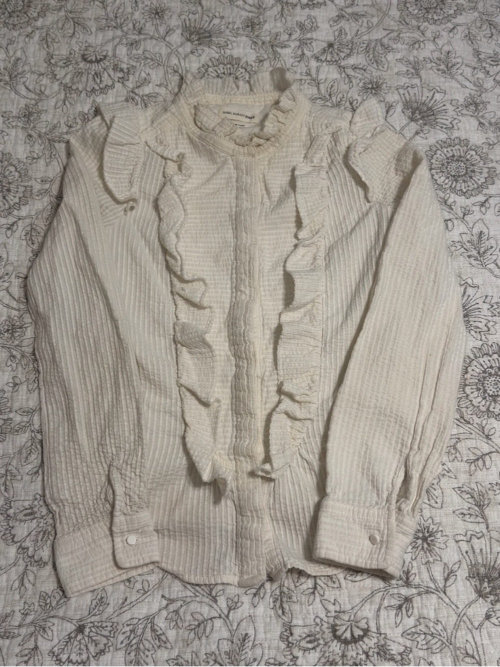 Isabel Marant Etoile Ruffled Long-Sleeve Cotton Top - Cream